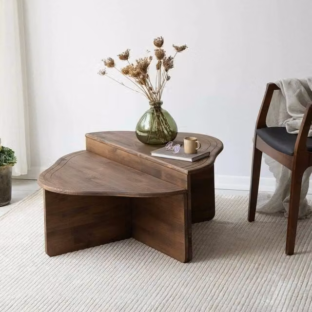 Tavolino da salotto Emiri in legno color noce con portariviste, L 90 x P 90 x H 40 cm – 1