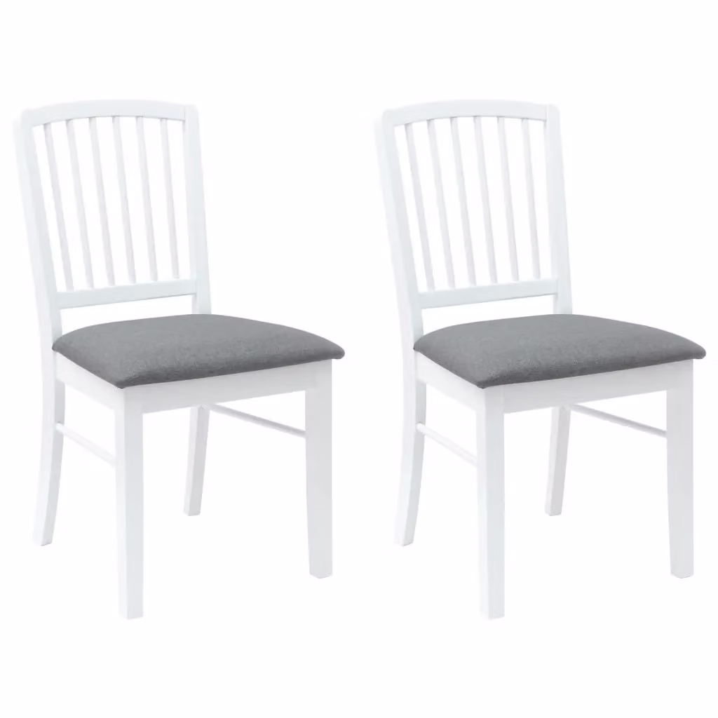 Set di 2 sedie da pranzo vidaXL in legno di gomma bianco L 50 cm, P 52,5 cm, H 91 cm – 2