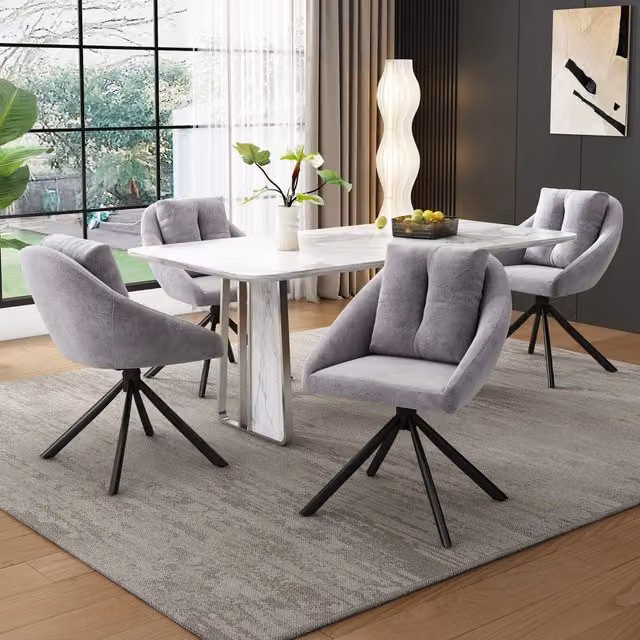 Sedie da Pranzo Girevoli in Velluto ¨C Xylo ¨C Grigio, Set 4 Pezzi