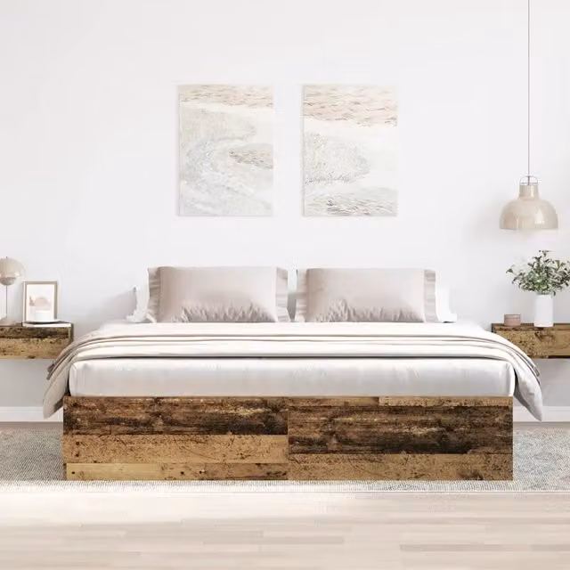 Giroletto senza Materasso Legno Antico 200x200 cm in Truciolato 3328869