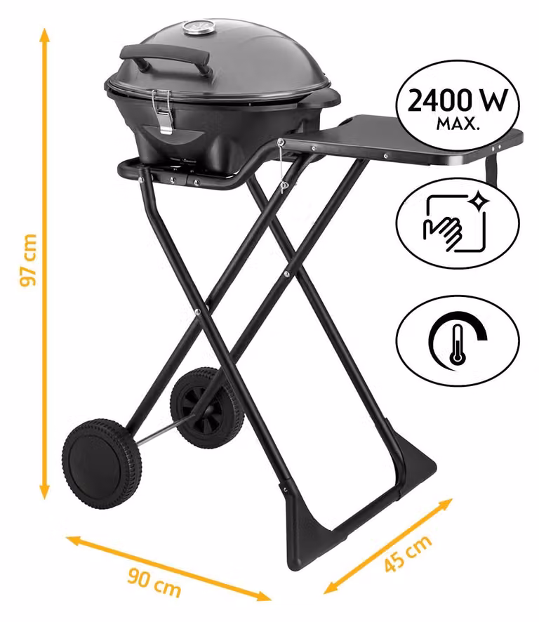 Barbecue elettrico pieghevole - Potenza: 2400 Watt - Superficie di cottura: 139,2 cm²
