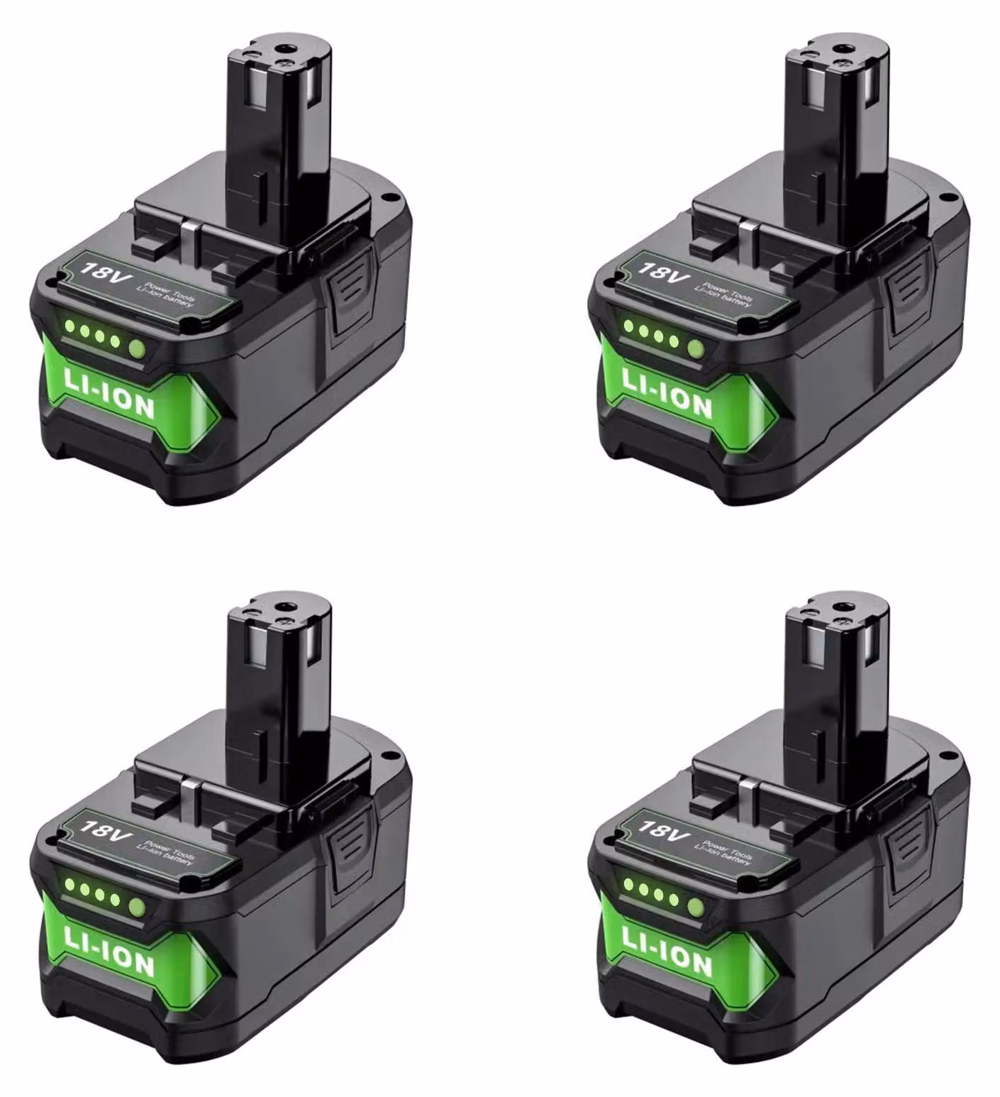 Batterie ricaricabili, capacità 9500mAh, tecnologia agli ioni di litio, compatibili con Ryobi, confezione da 4 pezzi