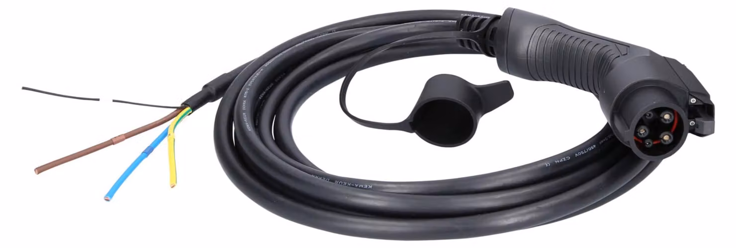 KS TOOLS Cavo di ricarica efuturo estremità diritta aperta alla spina di tipo 1 per il collegamento a un WallBox 1 fase fino a 7,4 kW 32 A 230 V modalità 3 5 metri - 117.7225