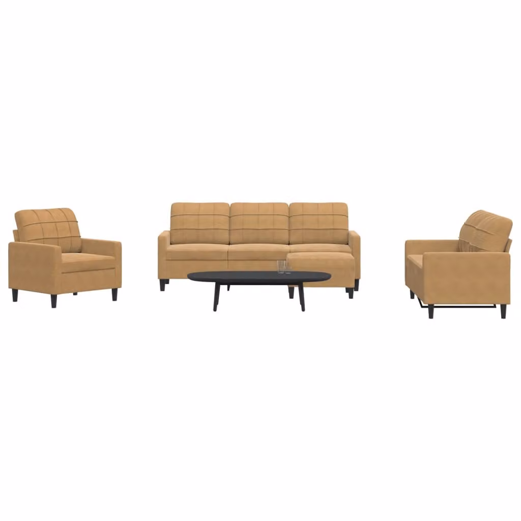 Maison Exclusive - Set divano 4 pezzi con cuscini in velluto marrone
