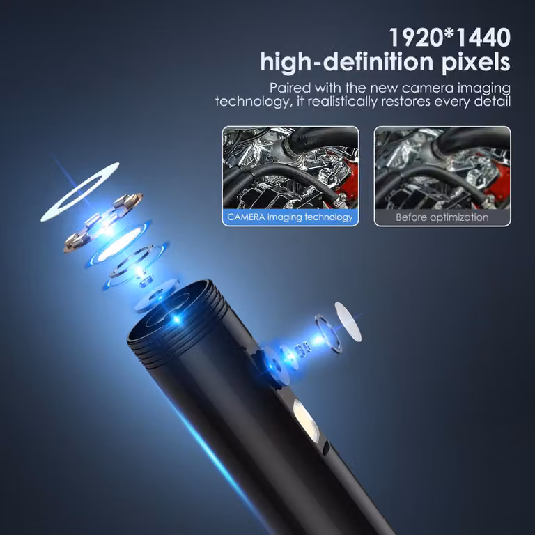 telecamera endoscopica 1920*1440 con 6+1 luci LED, 2 ispezioni impermeabili IP67, da TYPE-C a micro, cavo serpente iOS da 300 cm/118 pollici