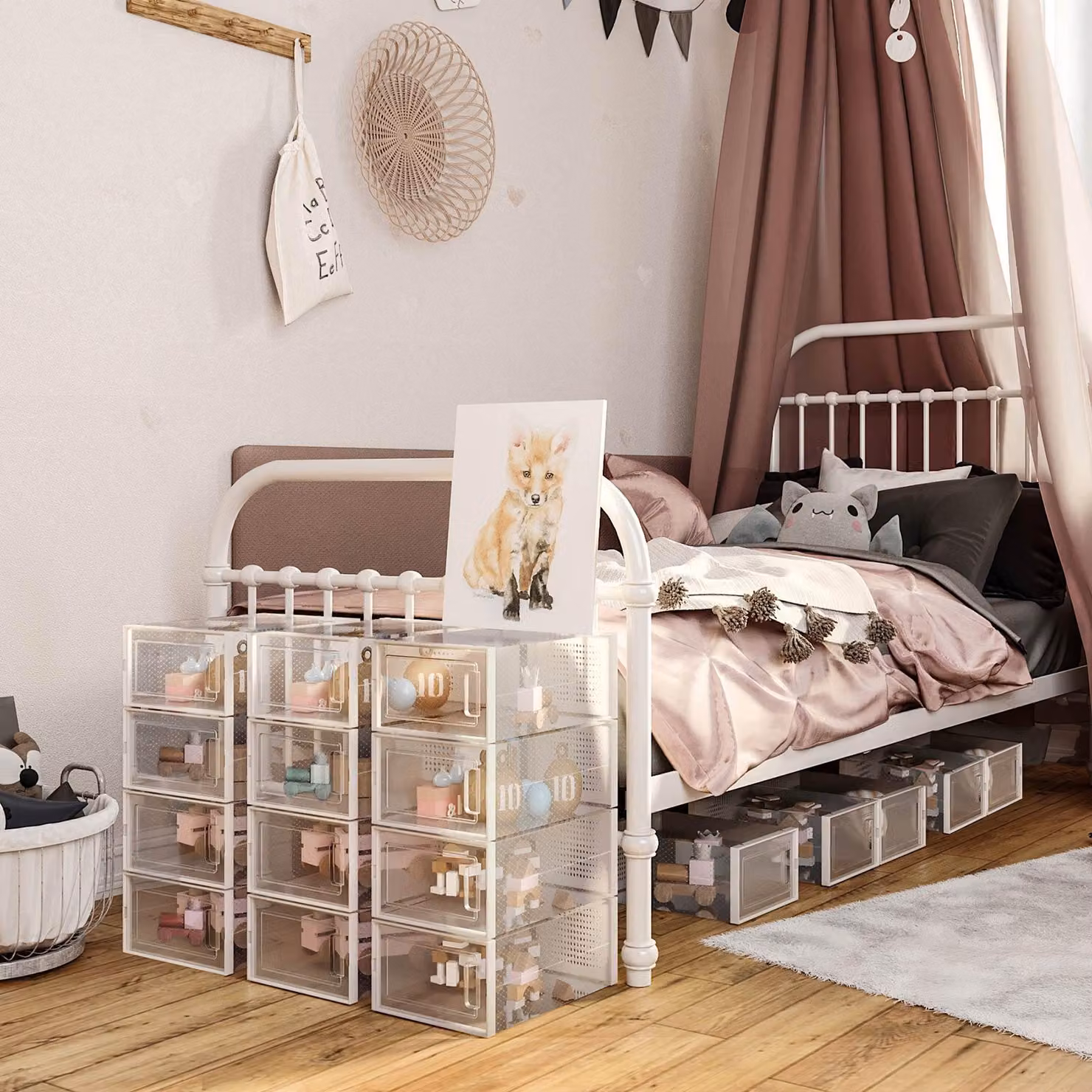 Set di 18 scatole per scarpe – contenitori trasparenti, dimensioni 33,3 x 23 x 14 cm