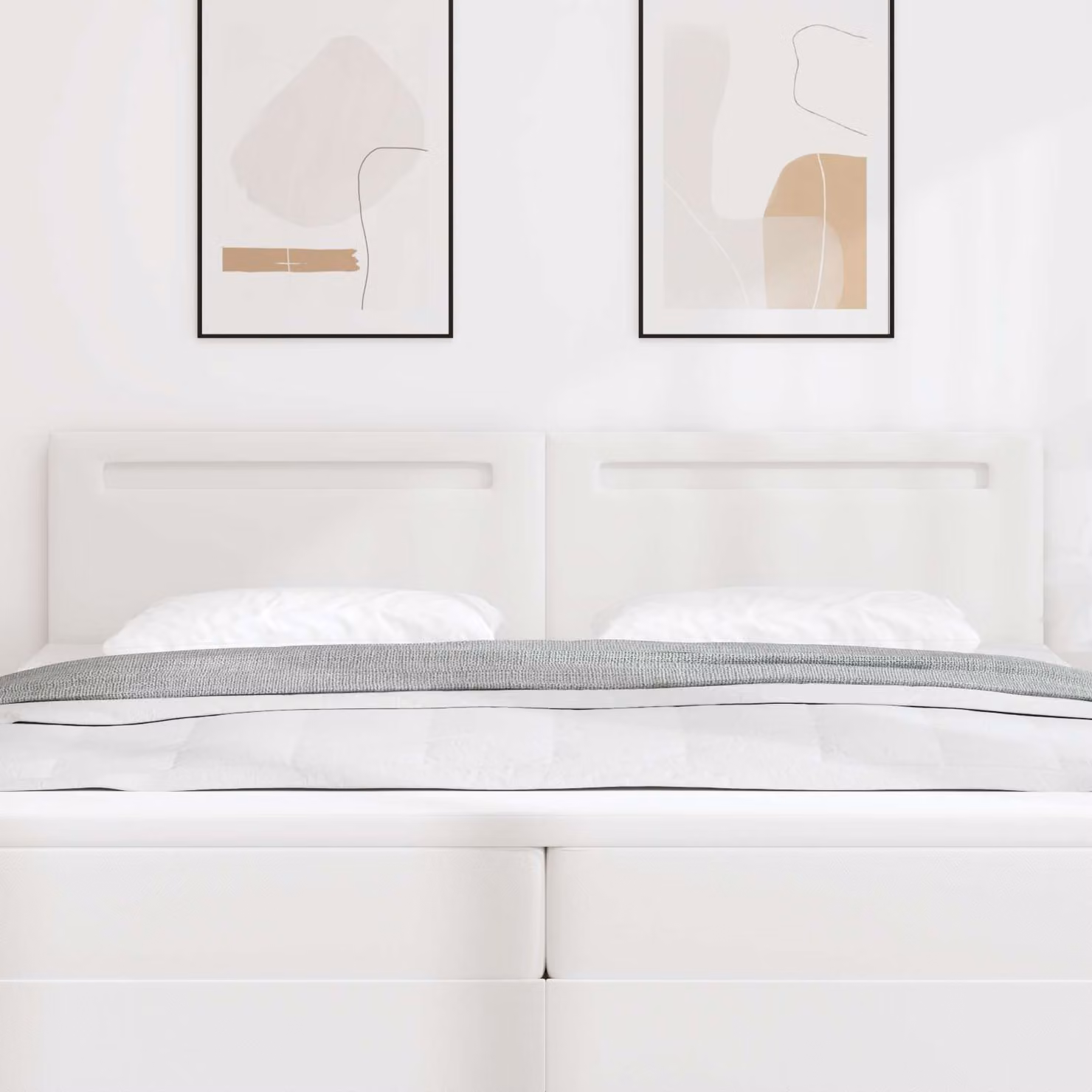 Testiera per letto con illuminazione LED vidaXL in pelle sintetica bianca e legno