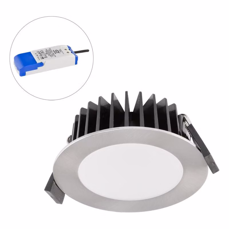 EVN LED da incasso a soffitto, rotondo, cromato satinato, IP44, 10 W, 2700 K, 660 lm, dimmerabile, diametro di incasso 85 mm