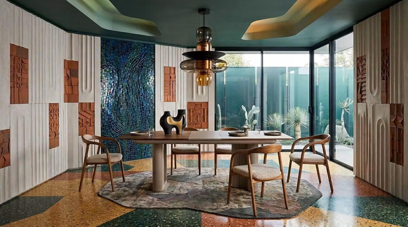 Tavolo da pranzo con 4 sedie, stile moderno, colore marrone, forma rettangolare, pratico