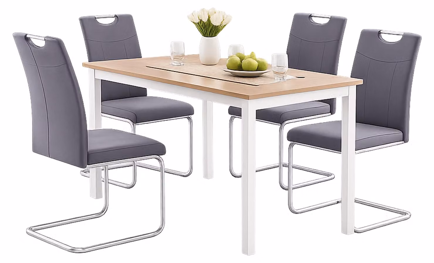 Sedia a dondolo KellyC grigio 4 pezzi HTI-Line