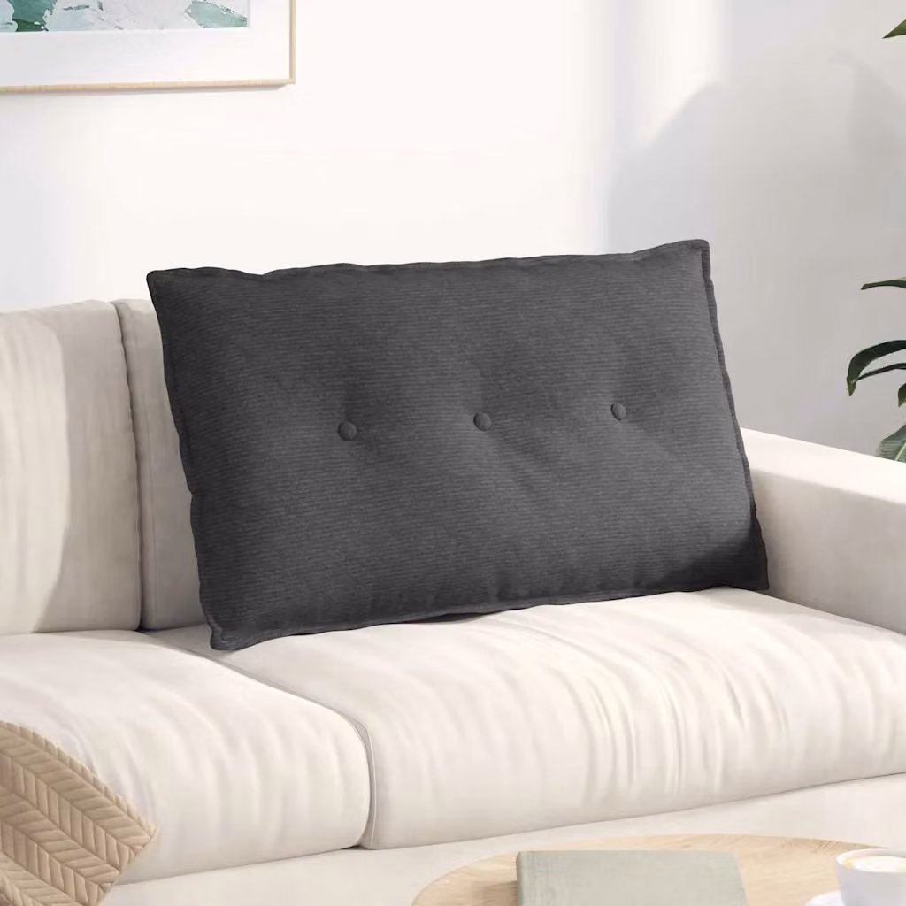 vidaXL Cuscino per Schiena Rettangolare in Velluto a Costine Grigio, L 80 x P 50 cm