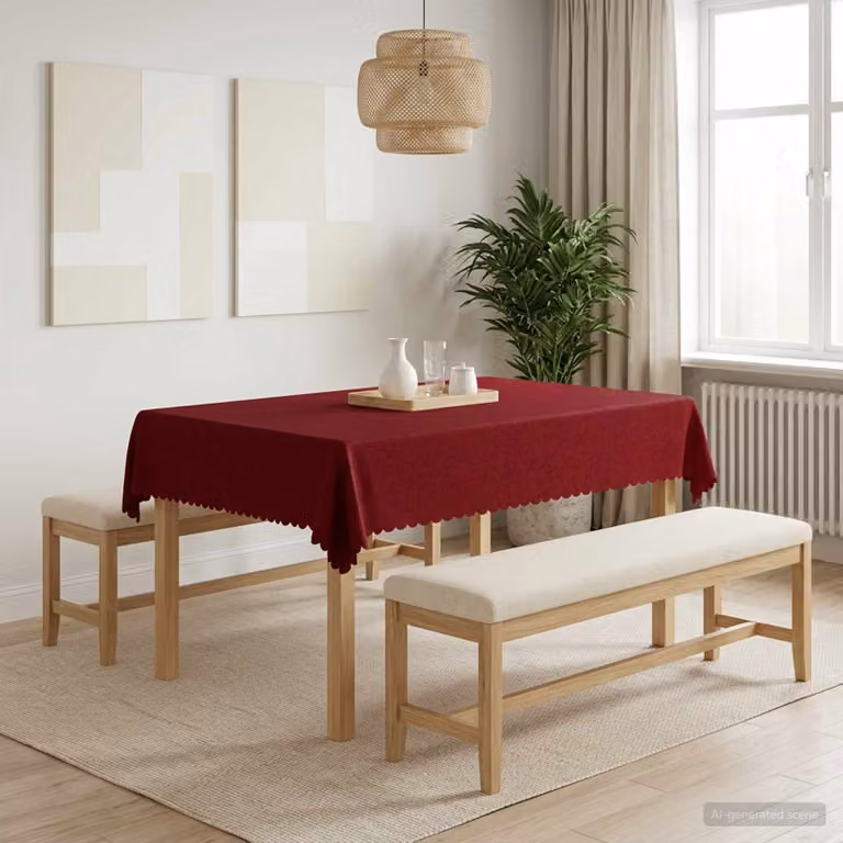Set di 5 tovaglie rettangolari vidaXL in poliestere jacquard, colore rosso, L: 140 cm x P: 180 cm