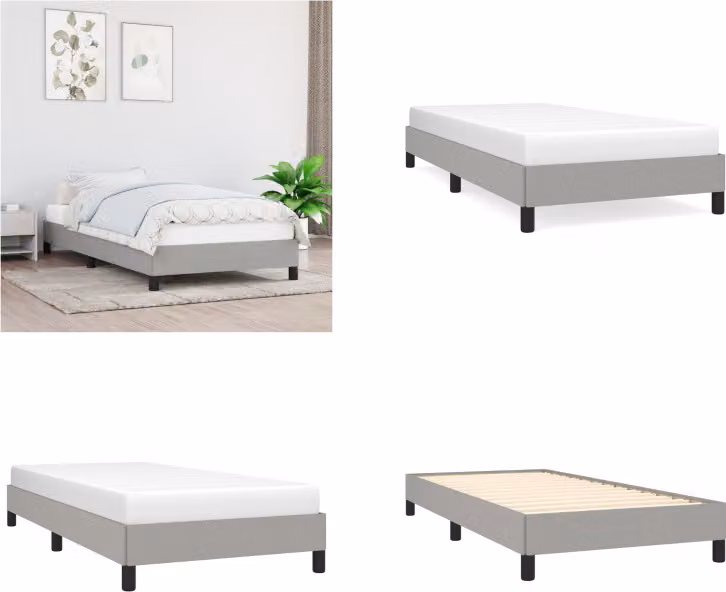 vidaXL Struttura letto grigio chiaro 90x200 cm in tessuto - Struttura letto - Cornici letto - Struttura letto - Letto