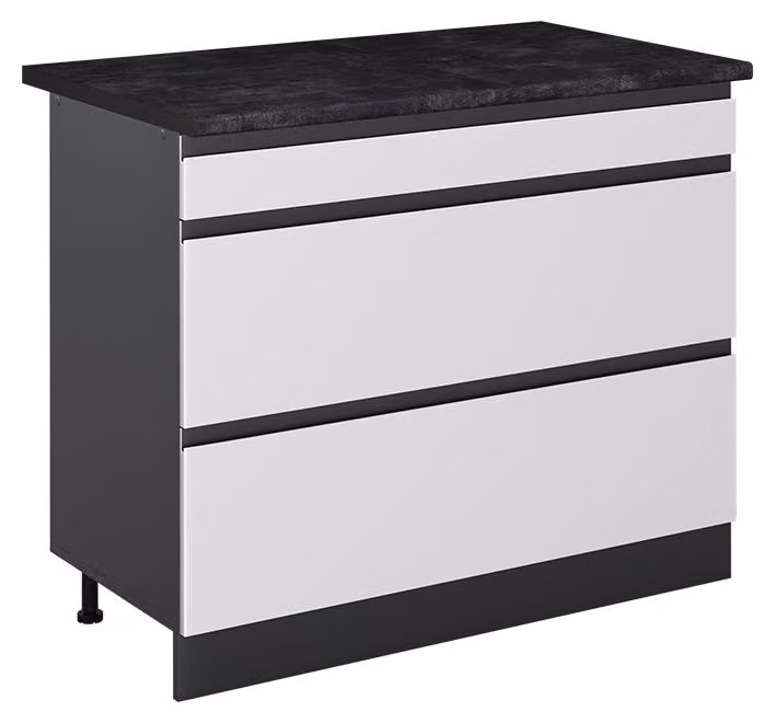Mobiletto base per cucina Vicco R-Line Bianco/Antracite 100 cm piano di lavoro Antracite, Model 71567