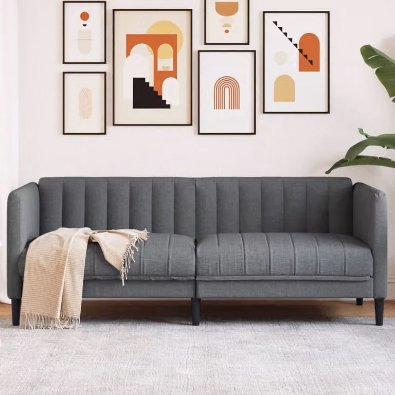 vidaXL Divano a 2 Posti Moderno in Tessuto Grigio con Struttura in Legno Massiccio L: 176 x P: 76,5 x H: 74,5 cm