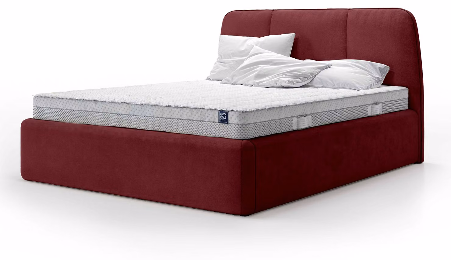 Letto imbottito con contenitore Elle Rubinmatt, dimensioni 140 x 200 cm
