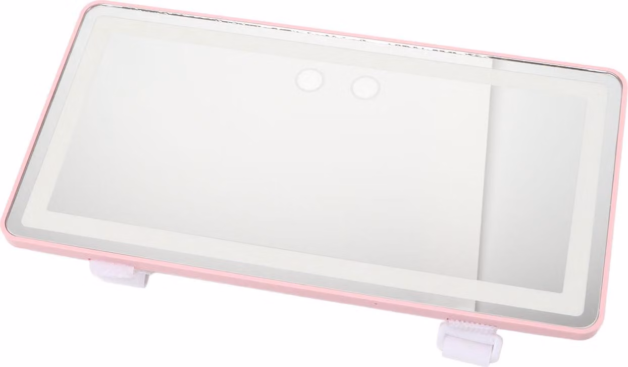 Specchio cosmetico LED con visiera automatica, regolabile tramite touch, 3 modalità di illuminazione, ricaricabile tramite USB, trucco con versione di ricarica surround rosa