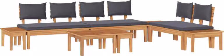 Set Divano da Giardino 5 pcs Marrone e Grigio