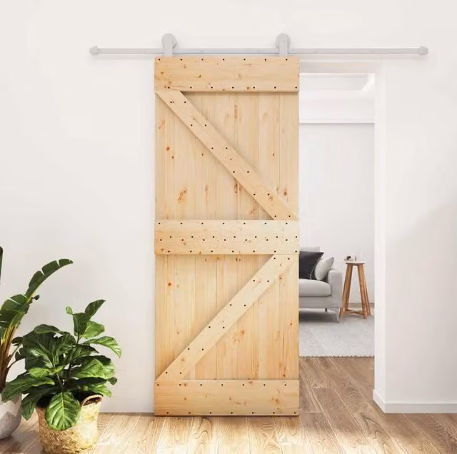 Porta scorrevole moderna vidaXL in legno e acciaio, colori bianco e beige, H: 210 cm, L: 200 cm