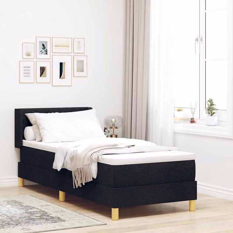 Maison Exclusive - Letto boxspring con testiera nera 200 x 80 cm in tessuto