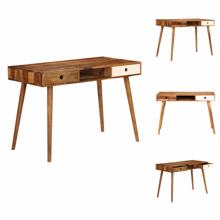 scrivania vidaXL 110 x 55 x 76 cm in legno massiccio - Scrivanie