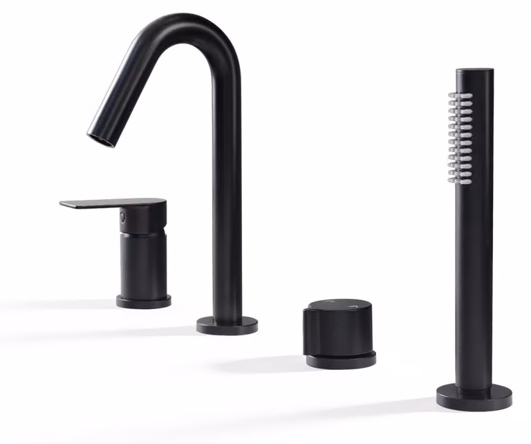 Miscelatore per vasca da bagno con doccetta, rotazione a 360°, in ottone