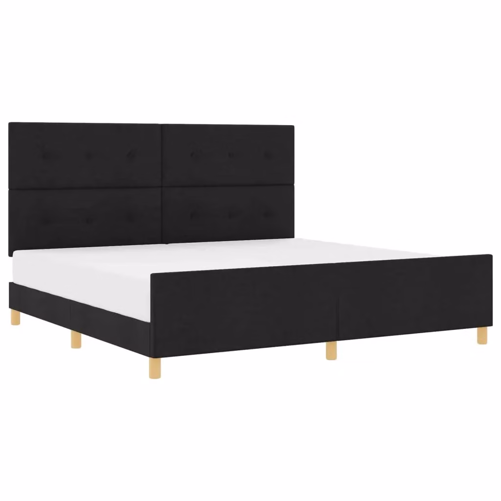 Struttura del letto con testiera vidaXL in tessuto nero e legno, L 200 x P 200 x H 207 cm – 2