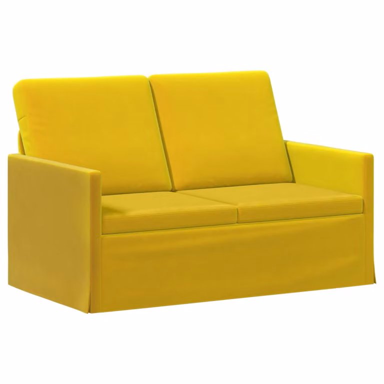 Divano a 2 posti vidaXL in velluto giallo con struttura in metallo L/P/H: 130 x 81 x 82 cm