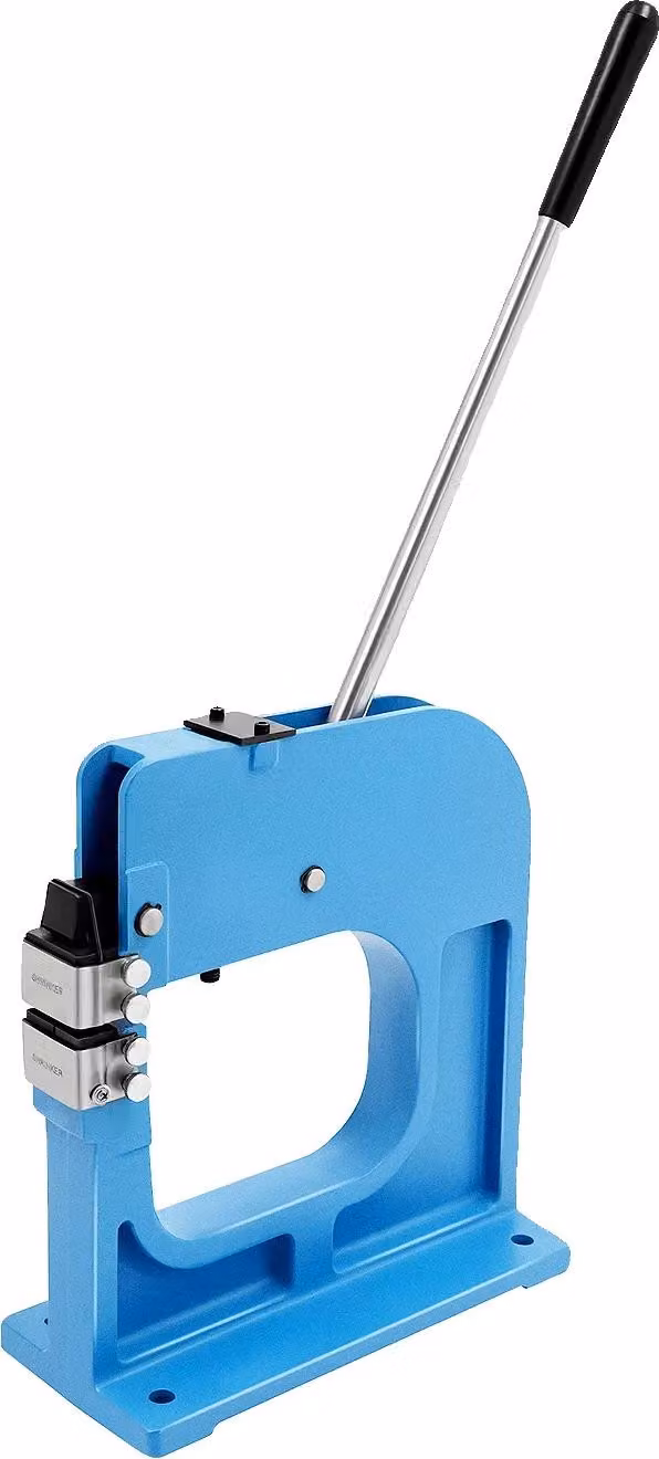Utensile in metallo per termoretrazione e stiramento, struttura in ghisa resistente, controllo migliorato, blu