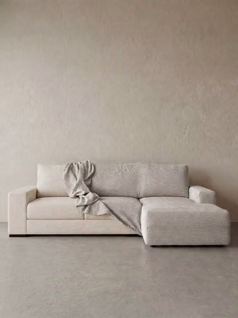 Fodera per divano chaise longue Coven Kenay Home, grigio, larghezza: 290 cm, tessuto jacquard elasticizzato antiscivolo