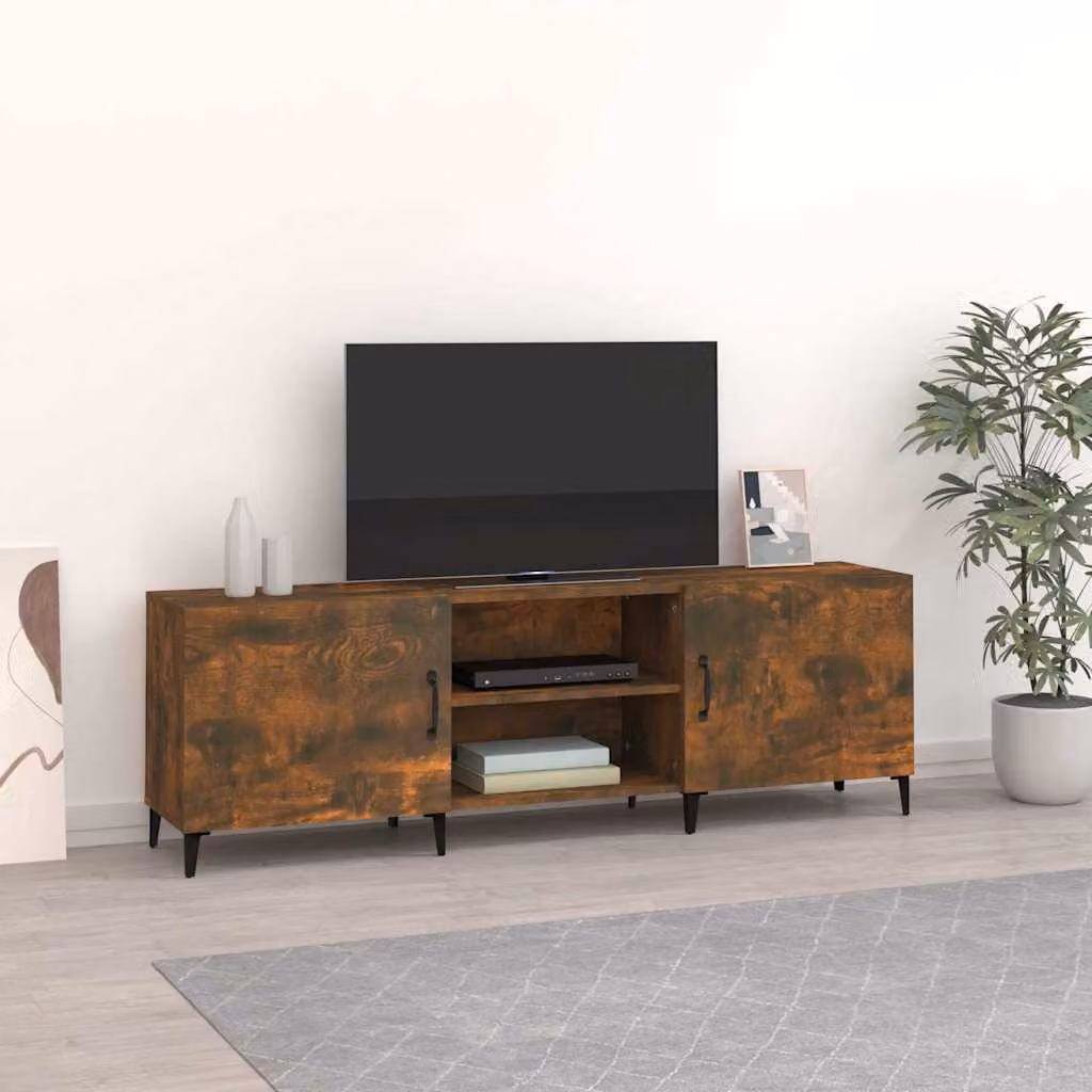 vidaXL Mobile Porta TV Moderno in Rovere Fumo e Legno, L 150 cm x P 30 cm x H 50 cm