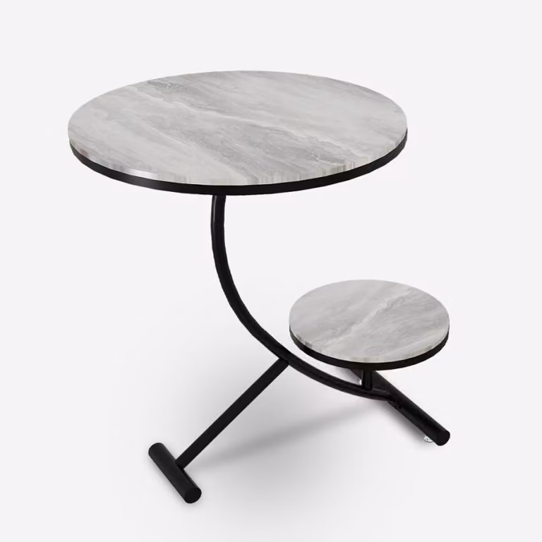 Tavolino in metallo e marmo con 2 ripiani 50x50cm Marpes XL - Grigio