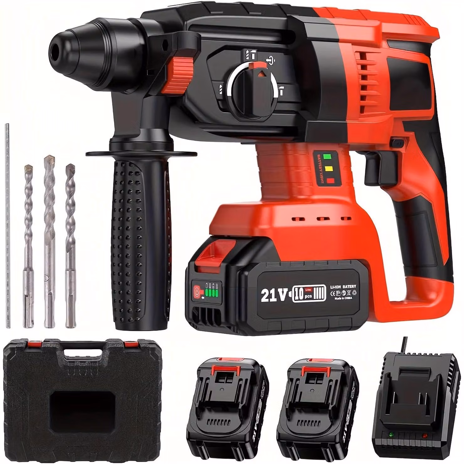 Accu-Hamerboor: Trapano avvitatore a batteria - Martello perforatore - Avvitatore - Attacco SDS Plus - Batteria al litio da 21V