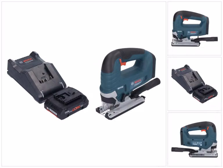Seghetto alternativo a batteria Bosch GST 18V-125 B Professional 18 V 125 mm Brushless + 1x batteria ProCORE da 4,0 Ah + caricabatterie