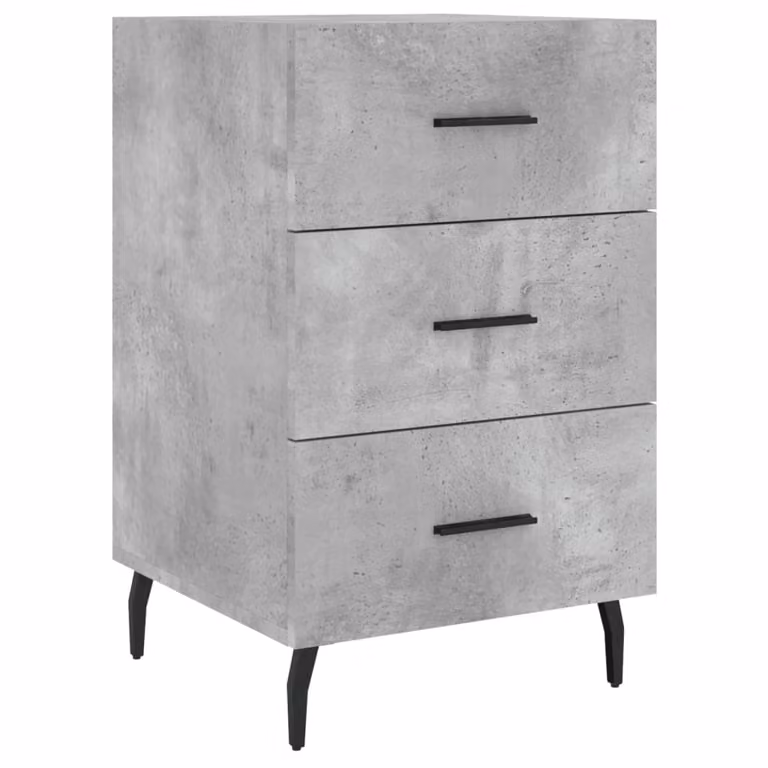 Comodino Grigio Cemento 40x40x66 cm in Legno Multistrato