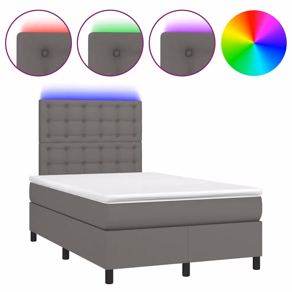 Letto con giroletto a molle, materasso ibrido e illuminazione LED vidaXL, Grigio, L/P: 120 x 200 cm – 2