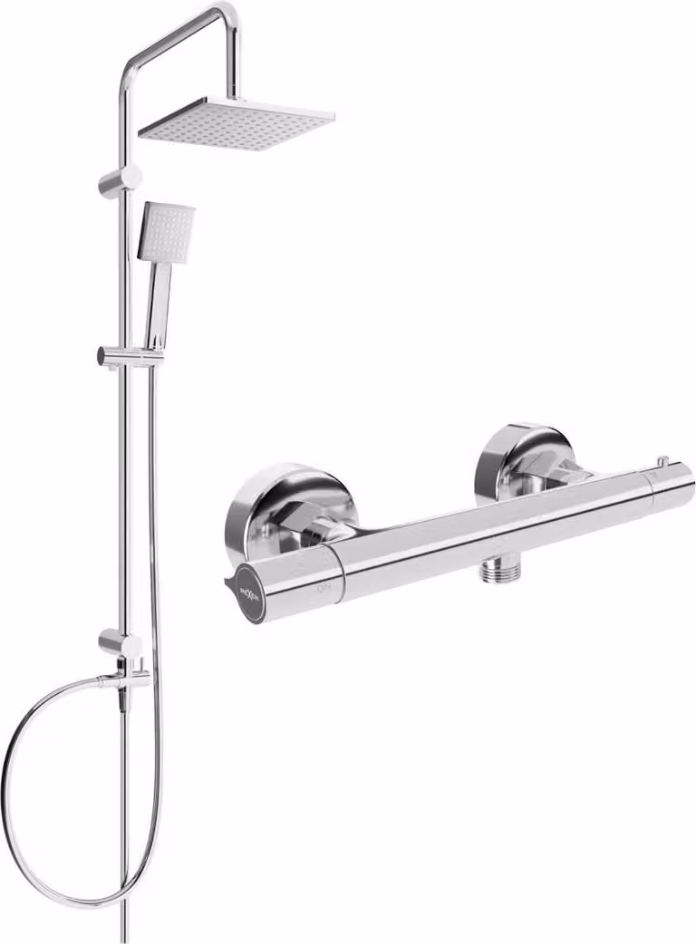 Mexen Tord set doccia a parete con soffione e miscelatore termostatico Slim, cromo - 77105200-00