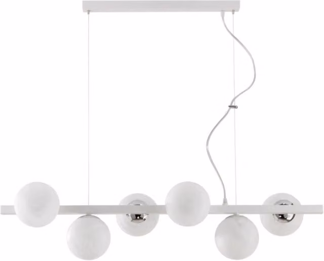 Lampadario Contemporaneo Adrian Metallo Bianco Cromo 6 Luci E14