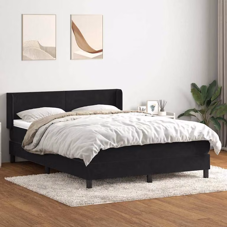 Maison Exclusive - Letto boxspring con materasso nero 160x210 cm velluto