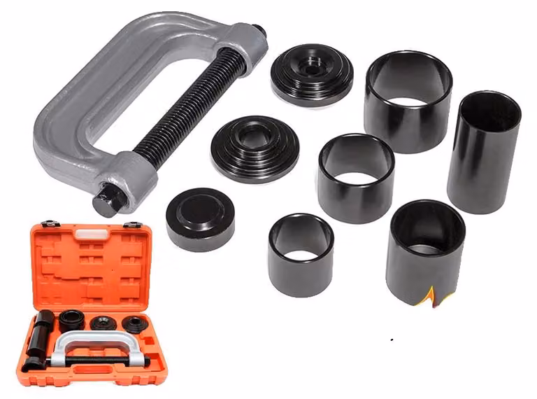 Set di estrattori per giunti a U, in acciaio forgiato per impieghi gravosi, dimensioni 11" x 3" x 15", adatto alla maggior parte dei veicoli 2WD e 4WD, rimuove giunti a U e giunti sferici, include un attrezzo 4 in 1 con diversi adattatori