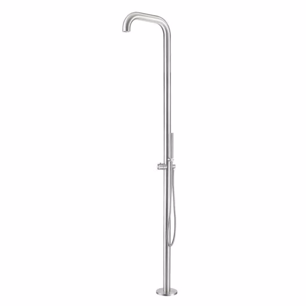 Doccia per esterni Sined Sassari in acciaio inox satinato argento con miscelatore e doccino, Altezza: 230 cm – 2