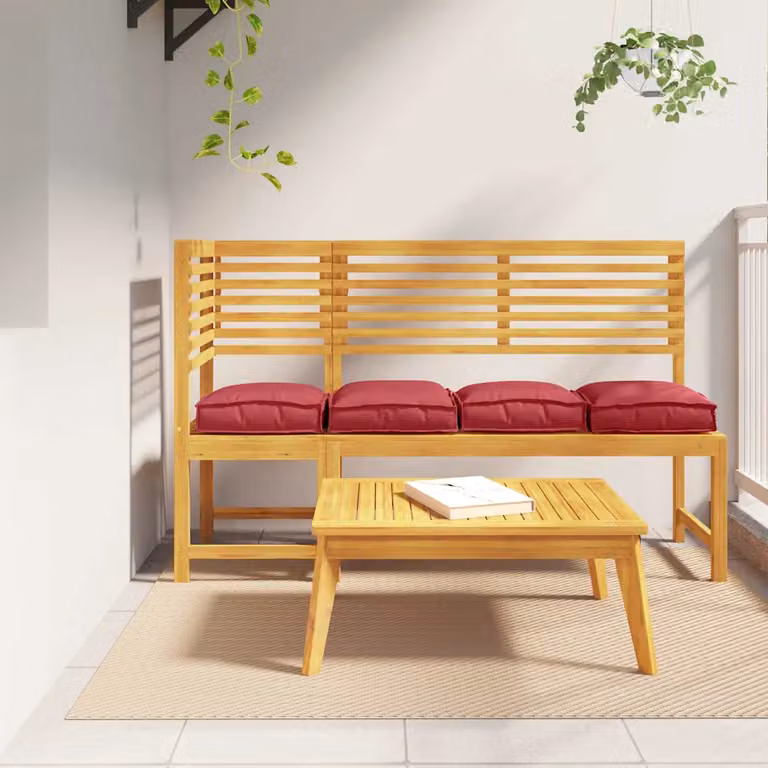 Set di 4 cuscini quadrati da esterno vidaXL in tessuto poliestere idrorepellente, colore Rosso Vino, L/P/H: 40 x 40 x 40 cm