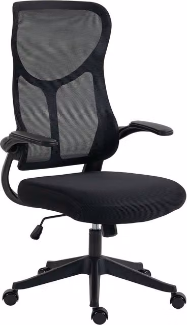 HOMCOM Sedia Ufficio Ergonomica Girevole con Braccioli Ribaltabili, Funzione Dondolo, Altezza Regolabili, in Rete, Nero   Aosom Italy