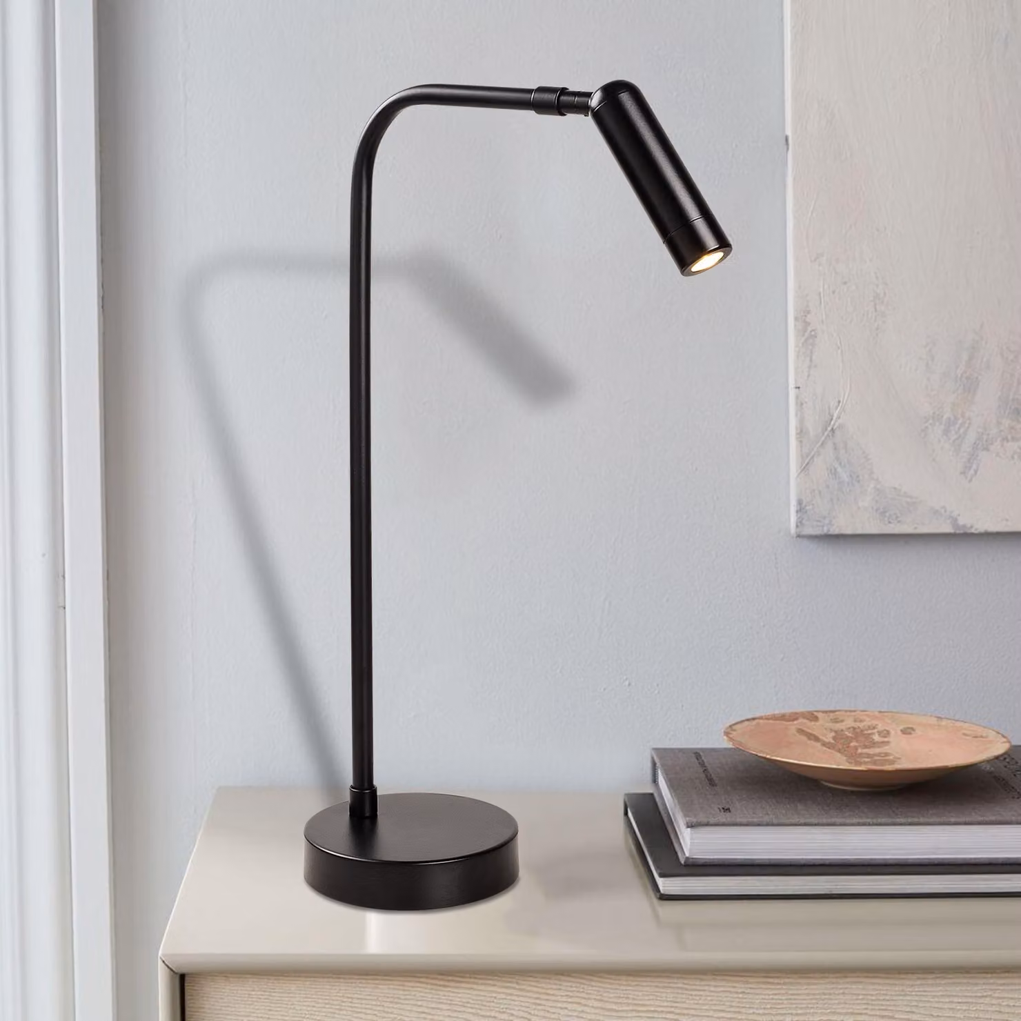 Opviq, Uğur - 6046, lampada da tavolo, CORPO IN METALLO, nero, 47 x 11 x 11 cm