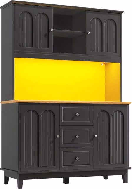 Hochschrank 120×40×180 cm con illuminazione LED, 4 porte, 3 cassetti e controllo app, armadio multifunzione con sistema anti-ribaltamento