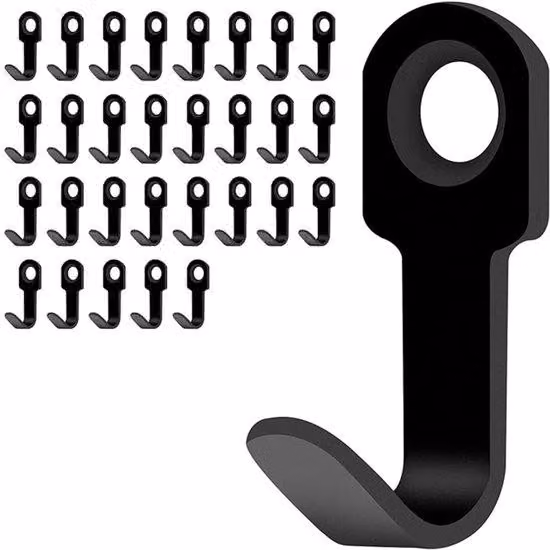 Confezione da 30 piccoli ganci metallici neri da parete, con chiusura a vite, ideali per bagni, cucine, uffici, camere da letto e soggiorni.