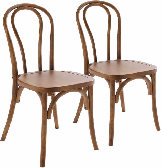 Oviala - Set di 2 sedie in stile bistrot in legno di olmo scuro