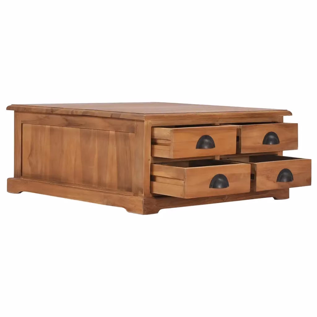 Tavolino da salotto quadrato in legno massello di teak marrone vidaXL L/P/H: 68 x 68 x 30 cm – 2