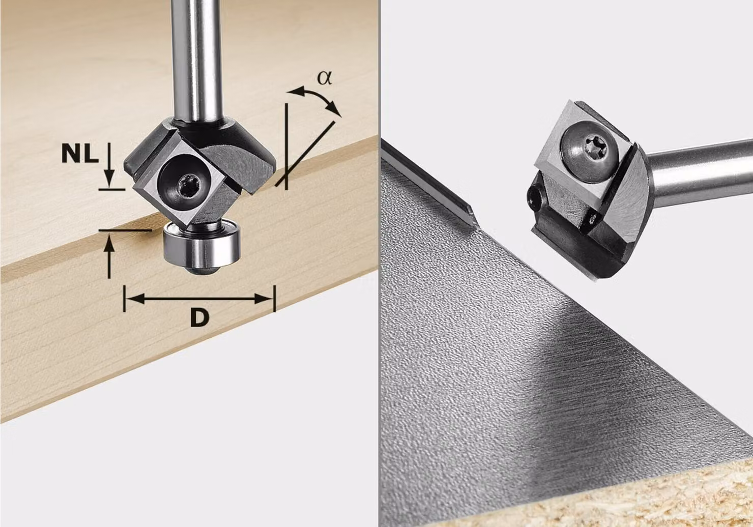 Festool Fresa per smussatura con inserti intercambiabili HW S8 HW 45° D27 12x12 KL | 499807