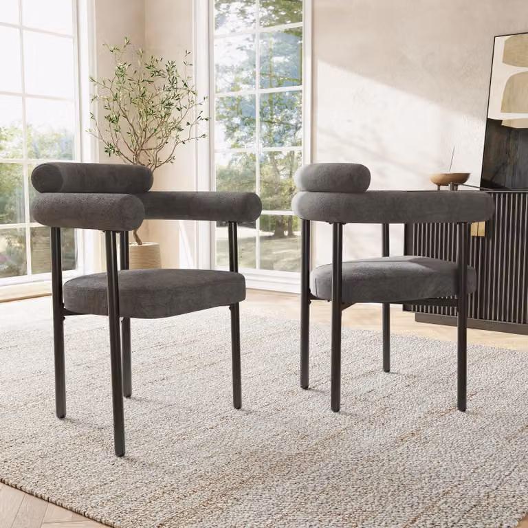 Sweiko 2 sedie da pranzo, sedie da pranzo moderne e semplici in tessuto scamosciato grigio scuro, comode sedute ad anello, adatte per sala da pranzo, soggiorno e studio, disponibili in diversi colori